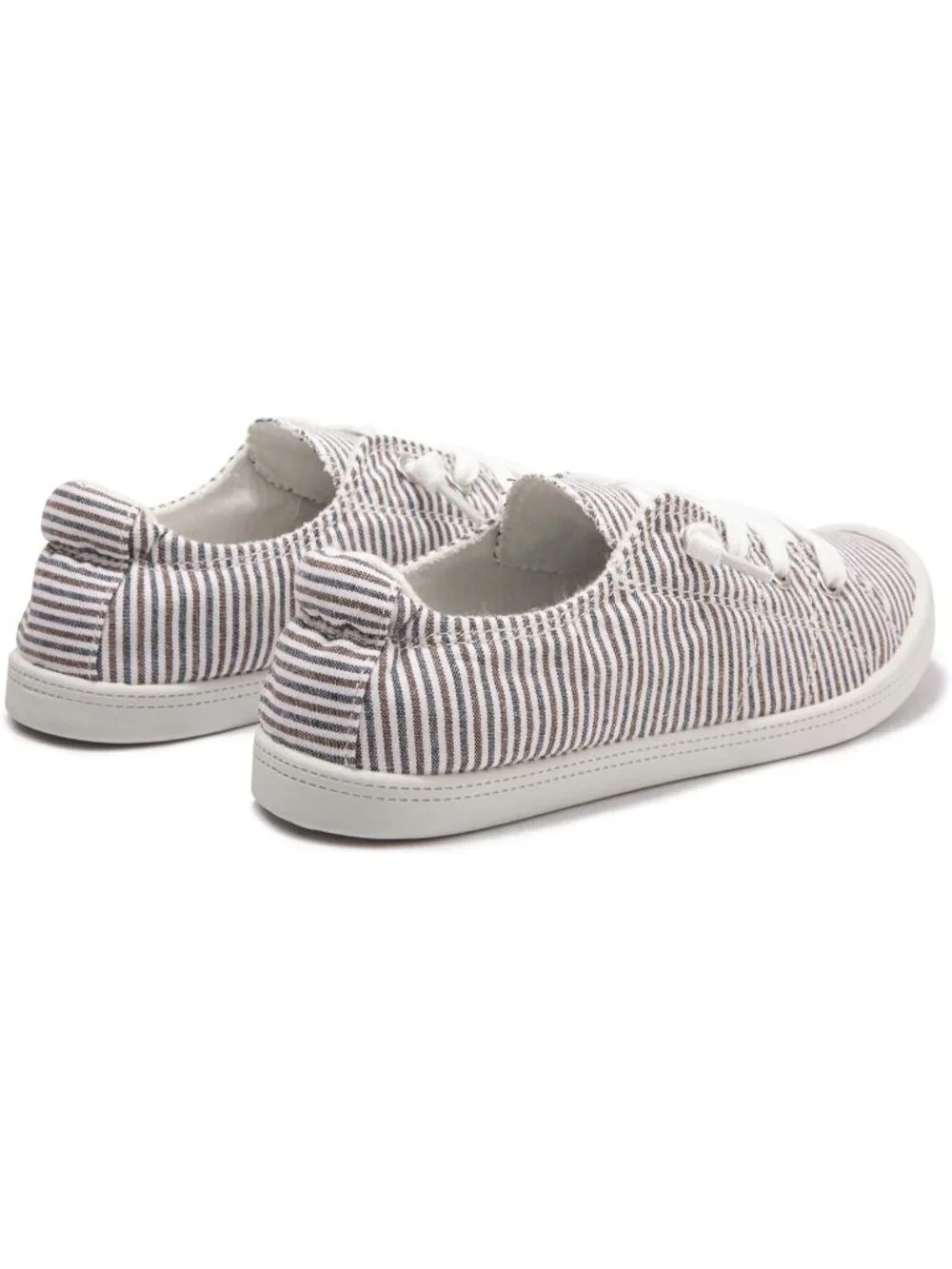 Womens Blue Brown Canvas Slipon Sneaker Low Top Walking Shoes Fashion Sneakers